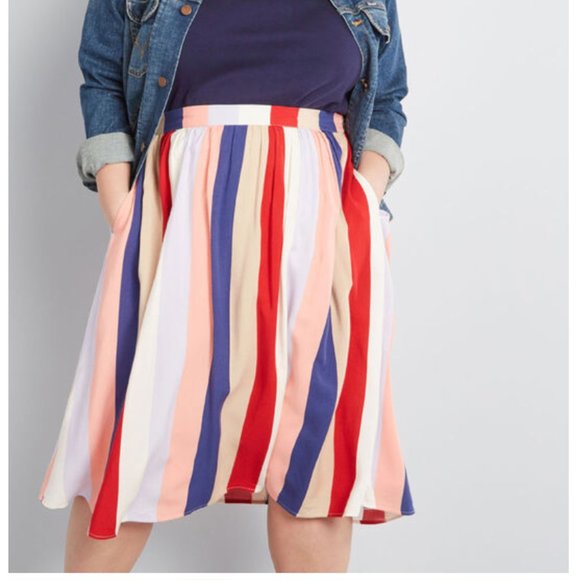 Modcloth Dresses & Skirts - Modcloth - Match Made Midi Skirt striped colorful skirt